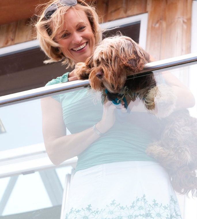family with dog on holiday in Cornwall
